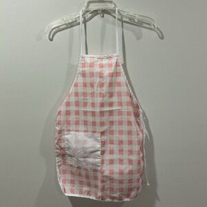 Kids Gingham Chefs Cooking Apron‎ Pink/White
